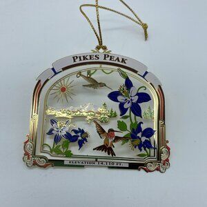 Pikes Leak Flower Birds Scenic 24K Gold Finish Brass Christmas Ornament